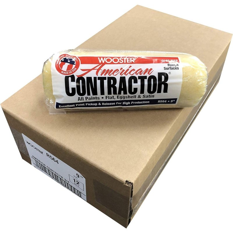 Wooster Brush R564 9 inch American Contractor 3/4 inch Nap Paint Roller - Pack of 12 - Image 1